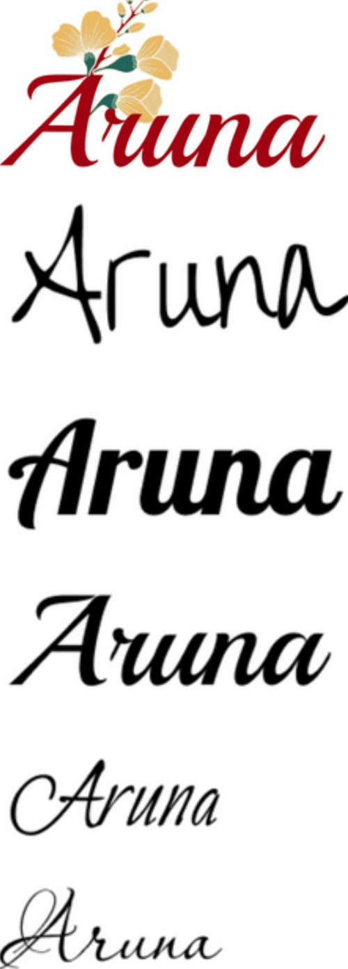 Logo typeface explorations for Aruna