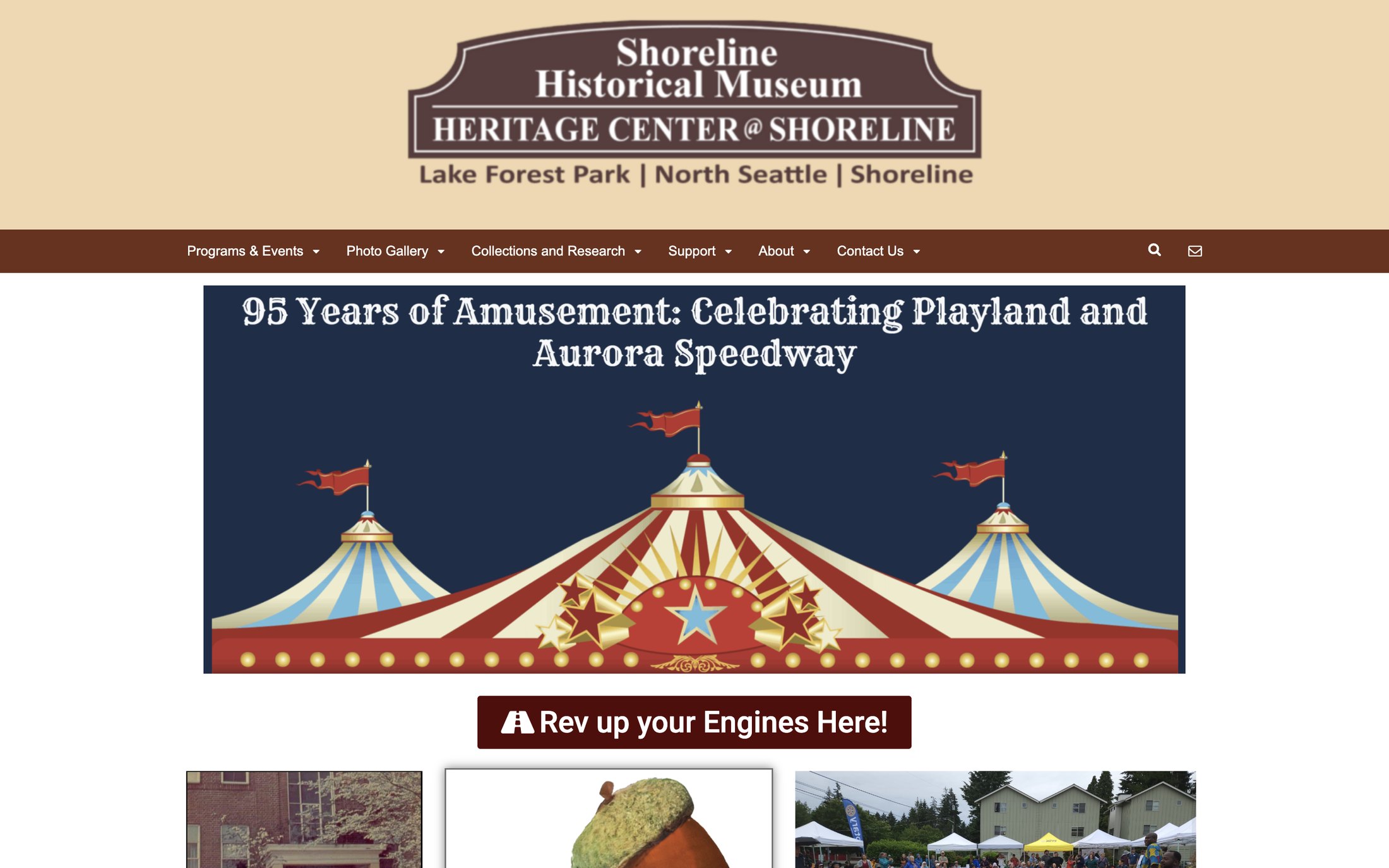 Old homepage: large logo header above an event banner