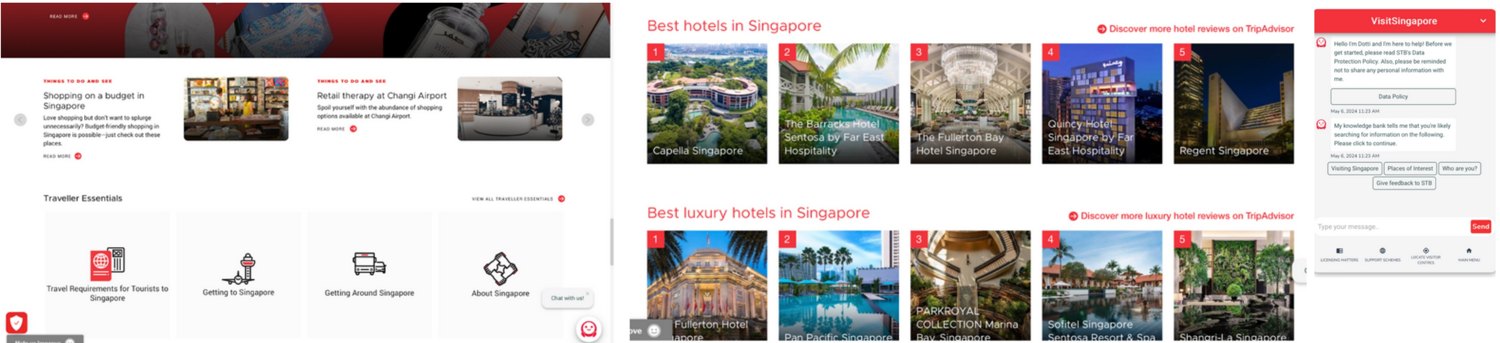 Visit Singapore website screens