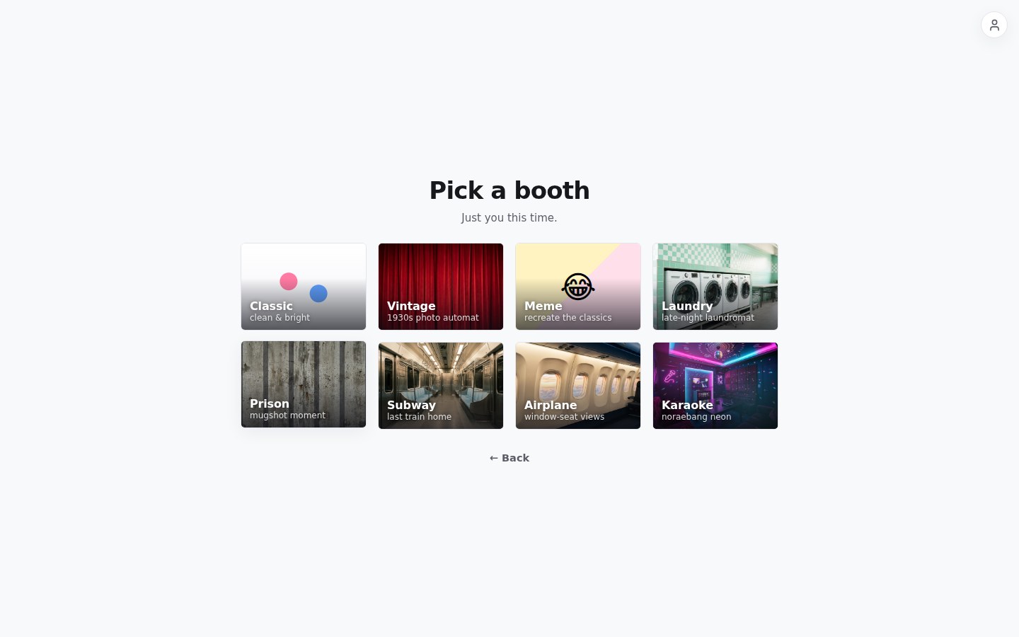 Pick a booth screen with eight room styles