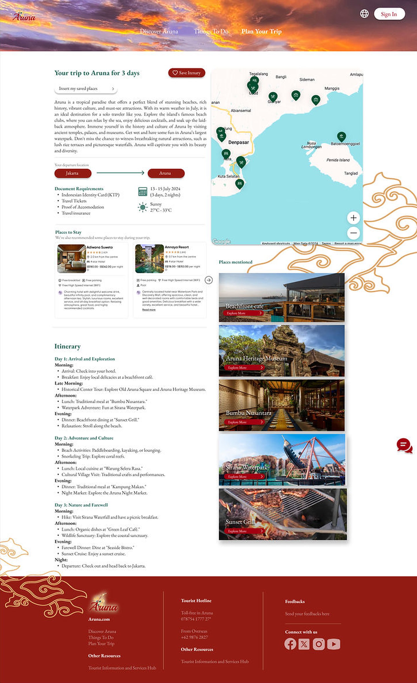 Plan Your Trip page